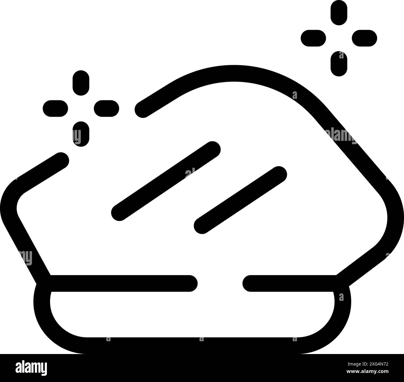 Icona in bianco e nero di un cofano dell'auto che risplende dopo un servizio di dettaglio professionale Illustrazione Vettoriale