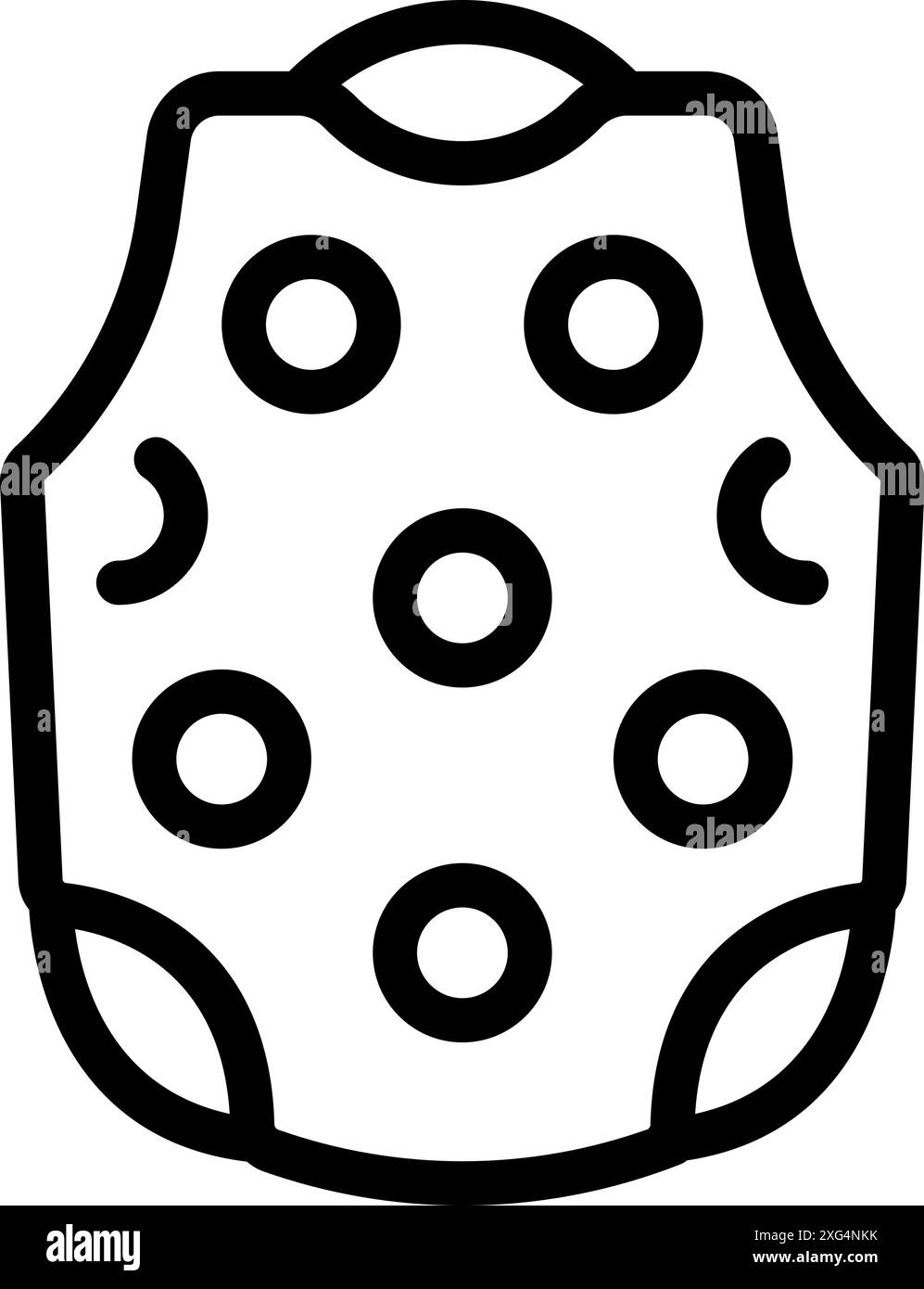 Icona raffigurante un'armatura per il corpo, un indumento protettivo progettato per ridurre al minimo le lesioni causate da proiettili e altri proiettili Illustrazione Vettoriale