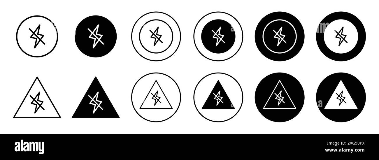 Raccolta di set di icone vettoriali flash della fotocamera per l'interfaccia utente dell'app Web Illustrazione Vettoriale