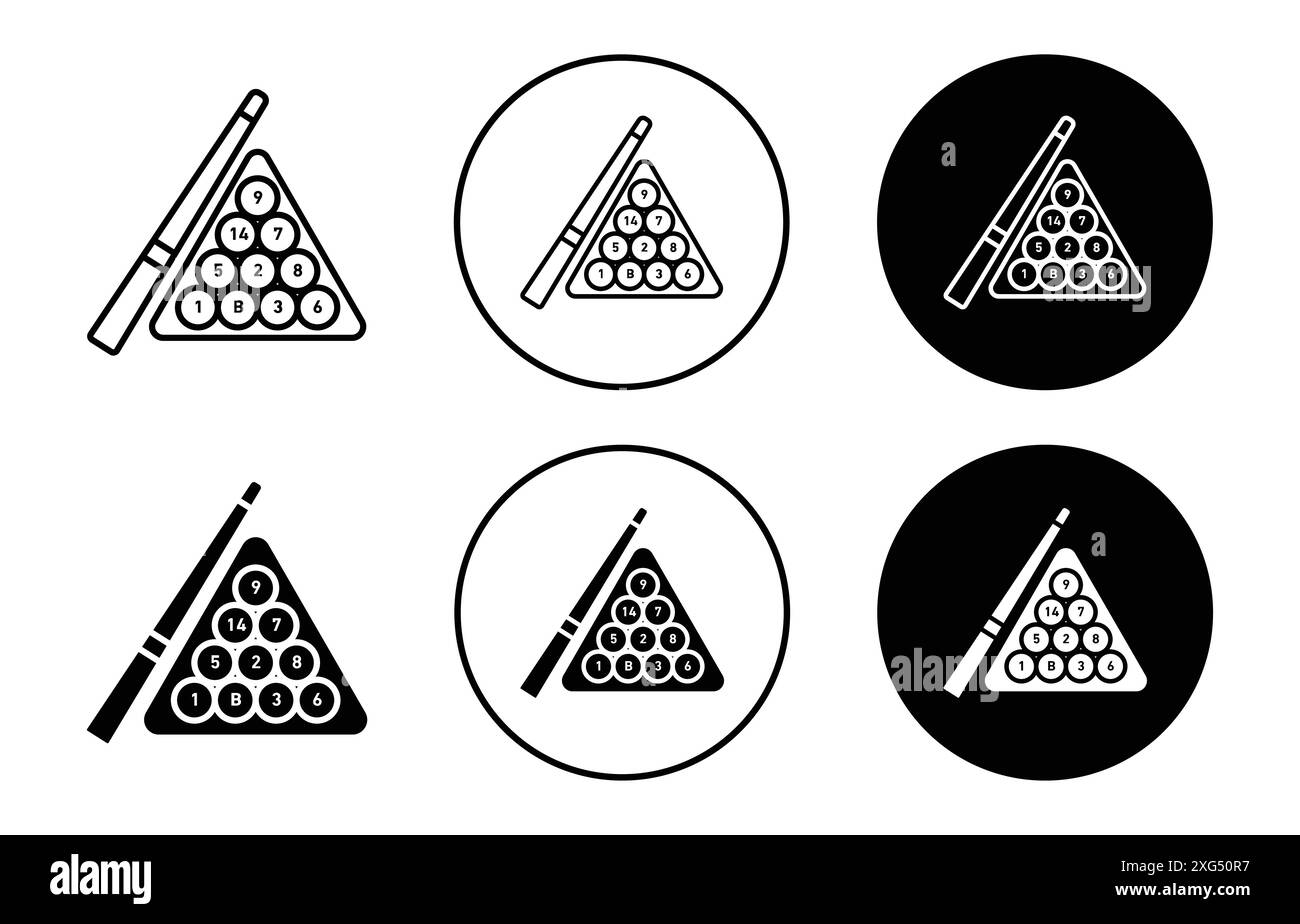 collezione di logo vettoriali per l'icona della biliardo per l'interfaccia utente dell'app web Illustrazione Vettoriale