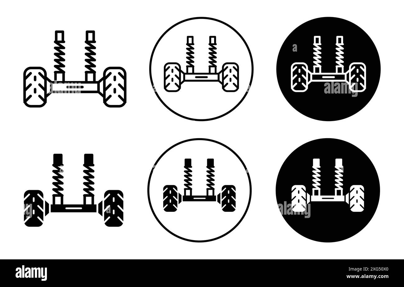 Collezione di logo vettoriale con icone delle sospensioni per auto per l'interfaccia utente dell'app Web Illustrazione Vettoriale