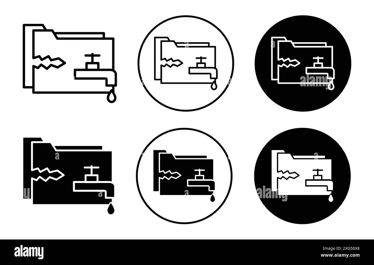 Raccolta del logo vettoriale dell'icona Data Leak per l'interfaccia utente dell'app Web Illustrazione Vettoriale
