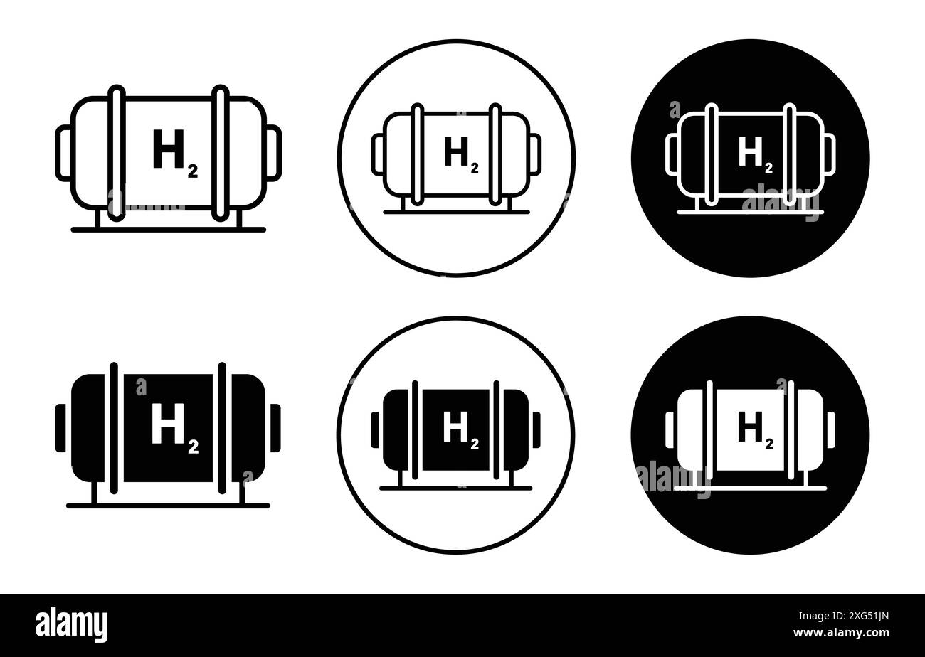 Collezione di logo vettoriale dell'icona del gas idrogeno per l'interfaccia utente dell'app Web Illustrazione Vettoriale