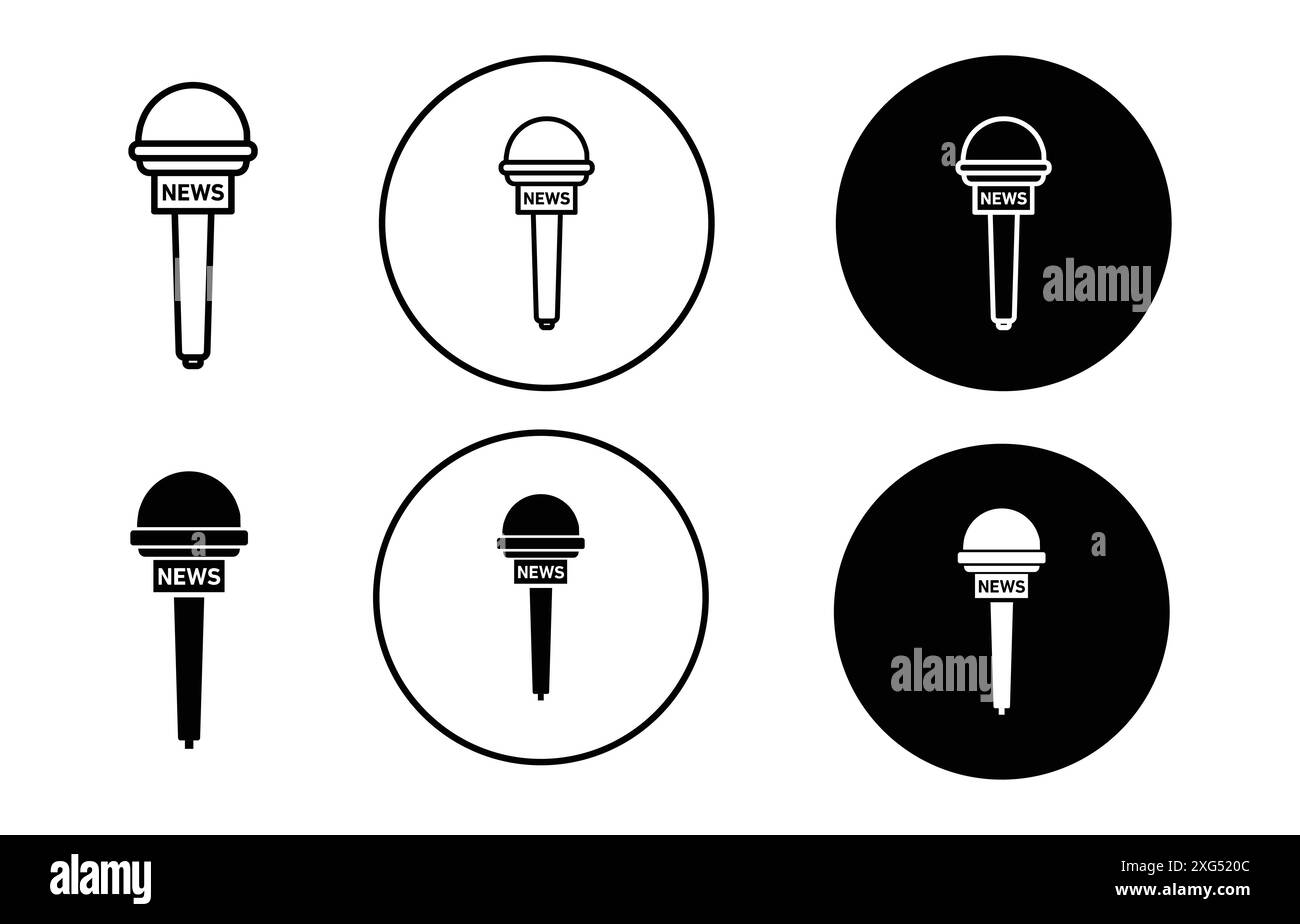 collezione di set di logo vettoriale icona microfono notizie per l'interfaccia utente dell'app web Illustrazione Vettoriale