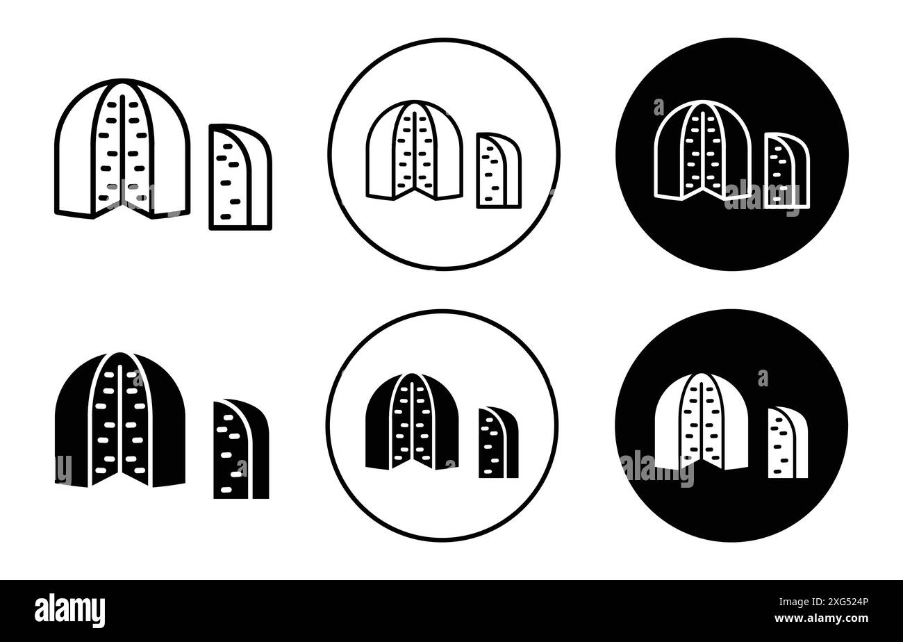 Set di icone della linea del pane panettone con logo vettoriale per l'interfaccia utente dell'app Web Illustrazione Vettoriale