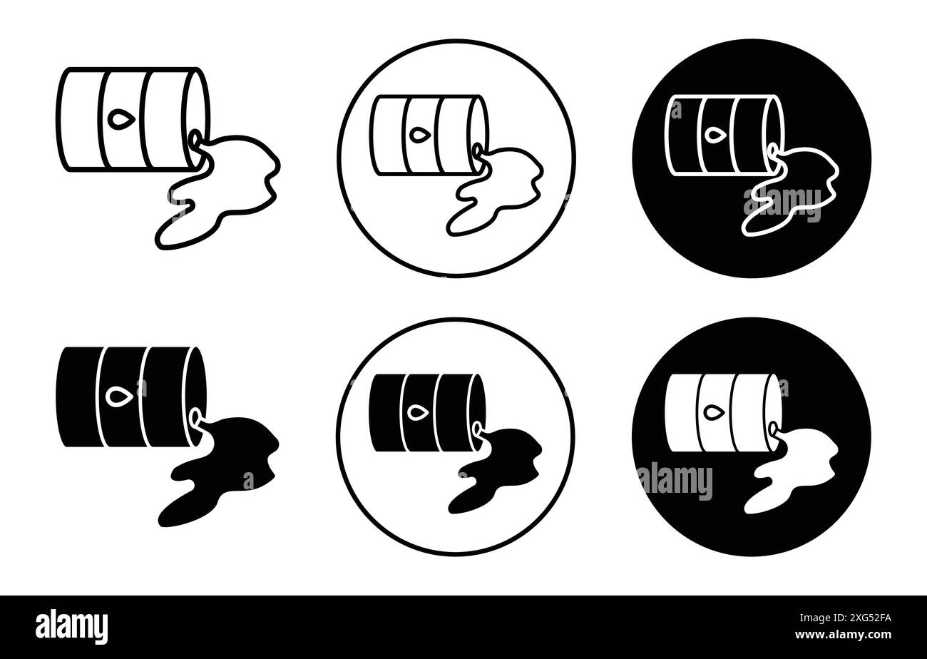 Collezione di logo vettoriale con icone di fuoriuscita di petrolio per l'interfaccia utente dell'app Web Illustrazione Vettoriale