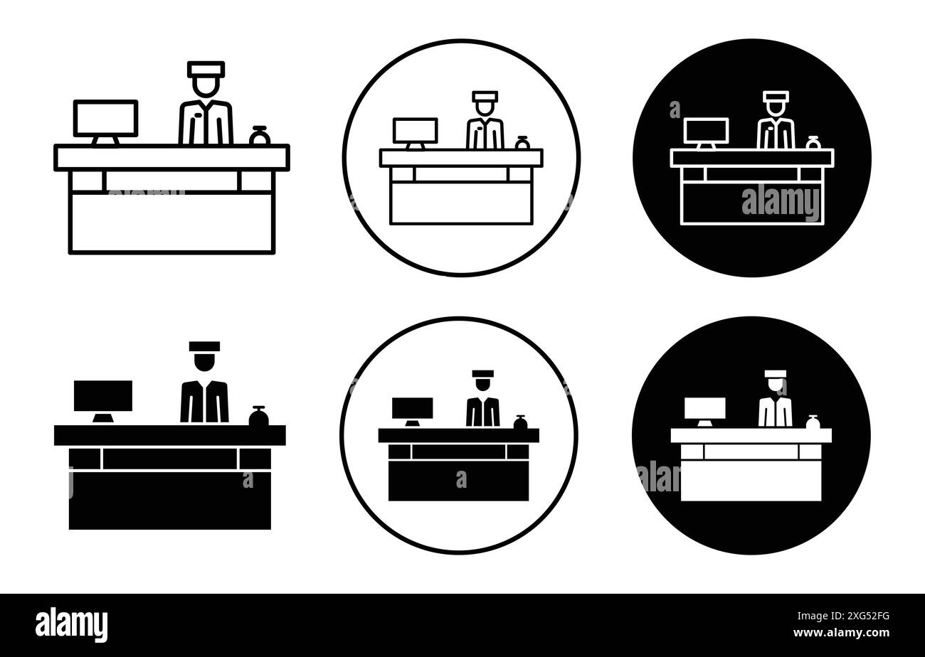 ricevimento nella collezione di icone vettoriali dell'hotel per l'interfaccia utente dell'app web Illustrazione Vettoriale