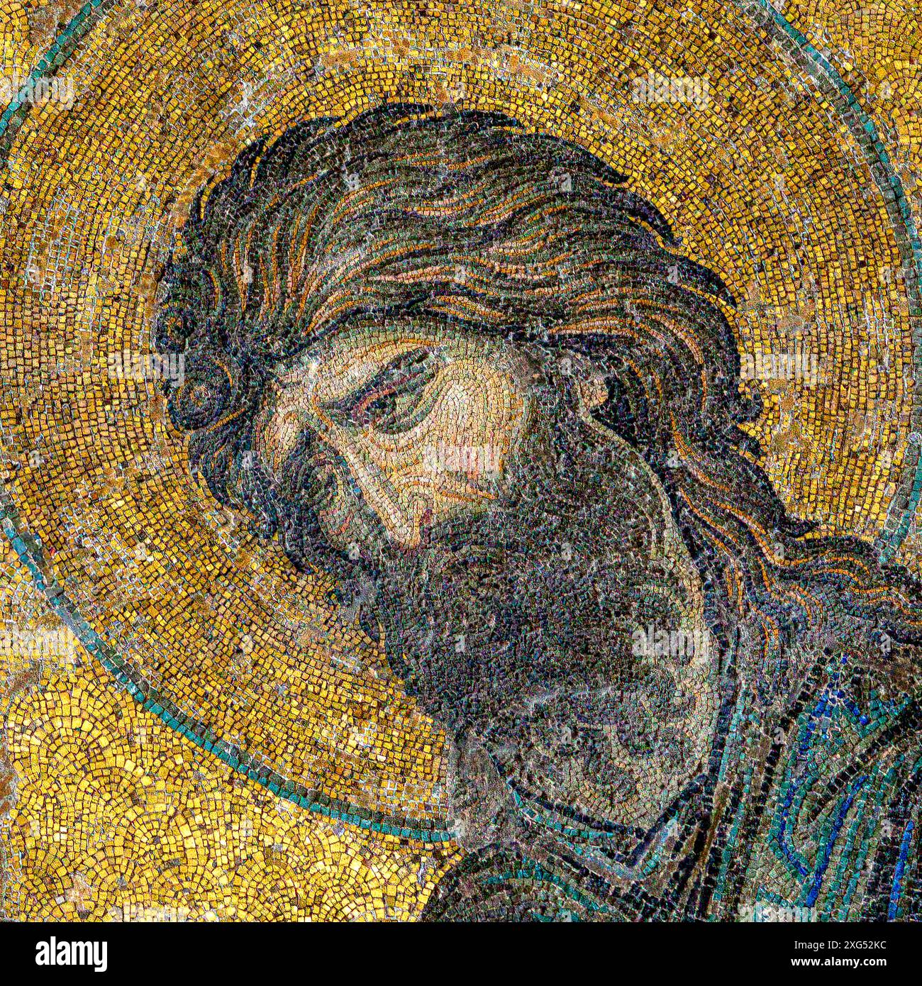 Mosaico bizantina di Giovanni Battista a Santa Sofia, Istanbul, Turchia, 9 ottobre 2013 Foto Stock