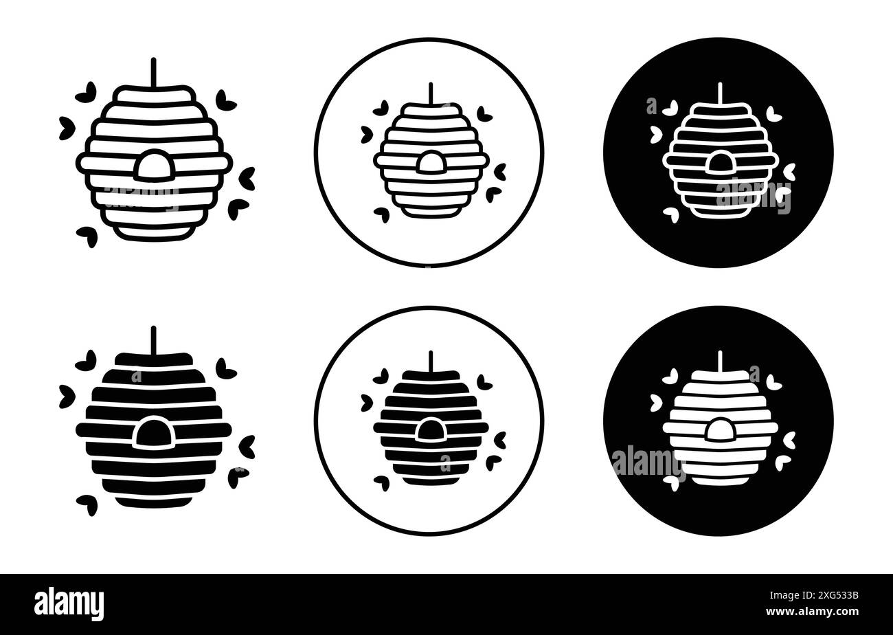 Collezione di logo vettoriali per l'icona dell'alveare selvaggia per l'interfaccia utente dell'app Web Illustrazione Vettoriale