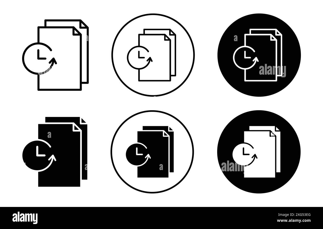 Insieme di logo vettoriale dell'icona del file temporaneo per l'interfaccia utente dell'app Web Illustrazione Vettoriale