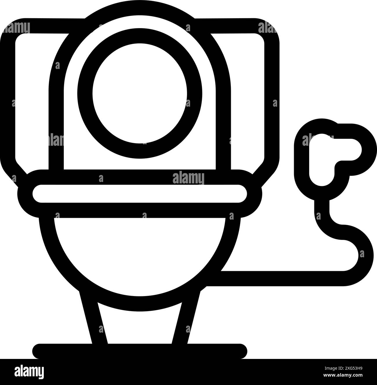 Icona della linea di un'attrezzatura aqualung, essenziale per gli appassionati di immersioni che esplorano il mondo sottomarino Illustrazione Vettoriale