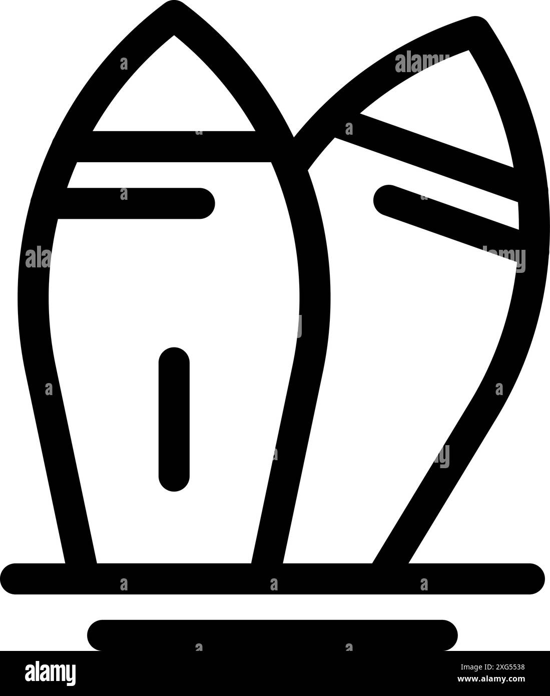 Due tavole da surf sono in piedi sulla sabbia in attesa che i surfisti li utilizzino Illustrazione Vettoriale