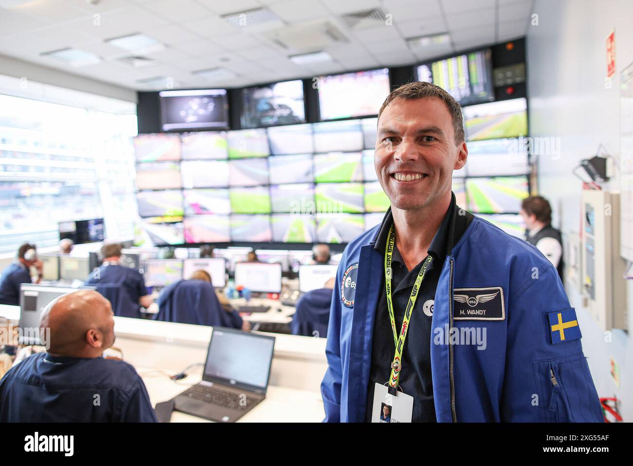 Silverstone, Gran Bretagna. 5 luglio 2024. Marcus Wandt (European Space Agency esa) nella sala FIA F1 Race Control, Gran Premio di Gran Bretagna al circuito di Silverstone il 5 luglio 2024 a Silverstone, Gran Bretagna. (Foto di HOCH ZWEI) credito: dpa/Alamy Live News Foto Stock