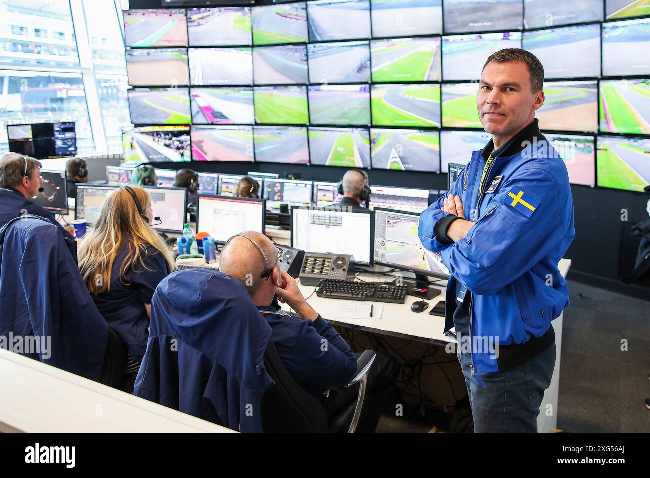 Silverstone, Gran Bretagna. 5 luglio 2024. Marcus Wandt (European Space Agency esa) nella sala FIA F1 Race Control, Gran Premio di Gran Bretagna al circuito di Silverstone il 5 luglio 2024 a Silverstone, Gran Bretagna. (Foto di HOCH ZWEI) credito: dpa/Alamy Live News Foto Stock