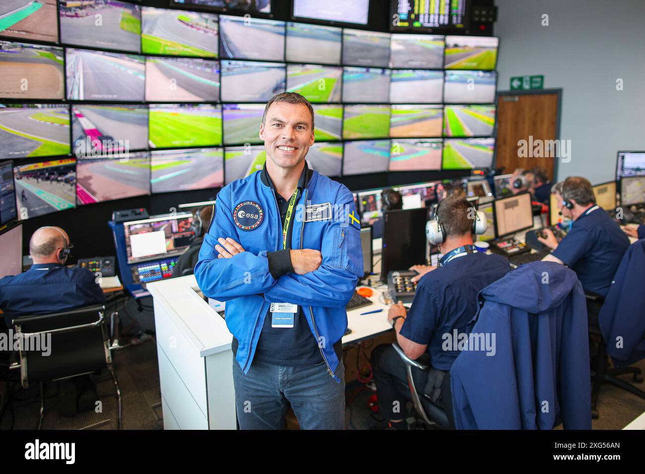 Silverstone, Gran Bretagna. 5 luglio 2024. Marcus Wandt (European Space Agency esa) nella sala FIA F1 Race Control, Gran Premio di Gran Bretagna al circuito di Silverstone il 5 luglio 2024 a Silverstone, Gran Bretagna. (Foto di HOCH ZWEI) credito: dpa/Alamy Live News Foto Stock