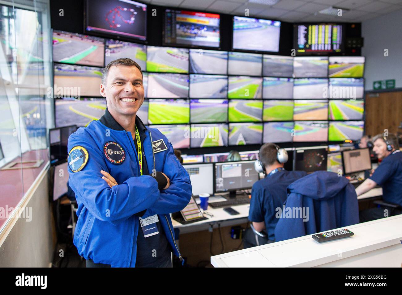 Silverstone, Gran Bretagna. 5 luglio 2024. Marcus Wandt (European Space Agency esa) nella sala FIA F1 Race Control, Gran Premio di Gran Bretagna al circuito di Silverstone il 5 luglio 2024 a Silverstone, Gran Bretagna. (Foto di HOCH ZWEI) credito: dpa/Alamy Live News Foto Stock