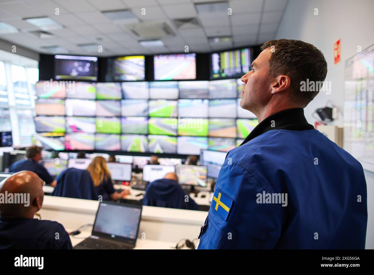 Silverstone, Gran Bretagna. 5 luglio 2024. Marcus Wandt (European Space Agency esa) nella sala FIA F1 Race Control, Gran Premio di Gran Bretagna al circuito di Silverstone il 5 luglio 2024 a Silverstone, Gran Bretagna. (Foto di HOCH ZWEI) credito: dpa/Alamy Live News Foto Stock
