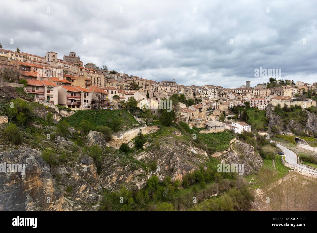 Veduta aerea di Sepulveda, un'antica città medievale nella provincia di Segovia, Spagna. Fotografia di alta qualità Foto Stock