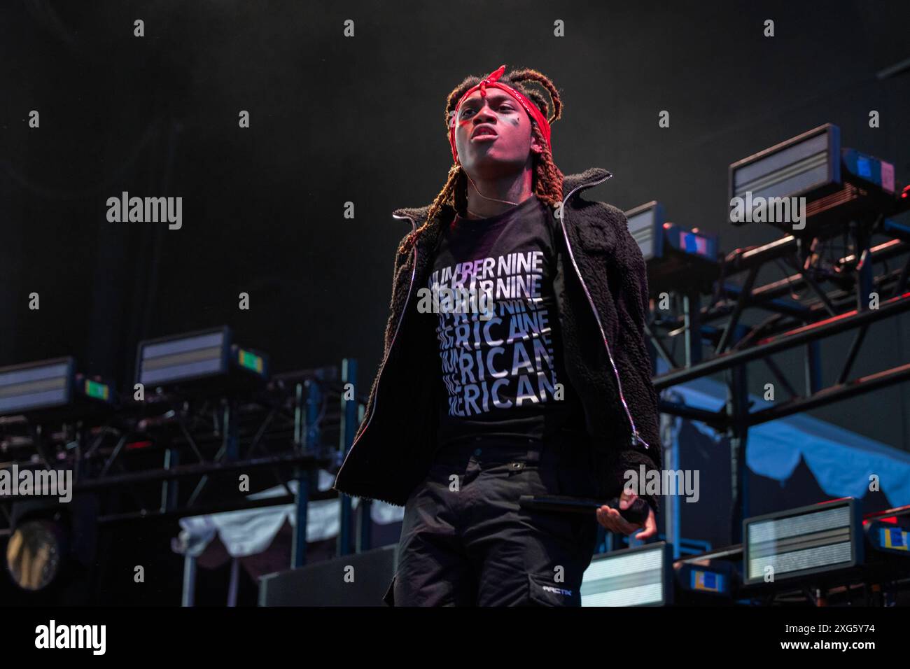 Milwaukee, Stati Uniti. 5 luglio 2024. Rapper tana (Steven Dale Lewis II) durante il Summerfest Music Festival il 5 luglio 2024, a Milwaukee, Wisconsin (foto di Daniel DeSlover/Sipa USA) crediti: SIPA USA/Alamy Live News Foto Stock