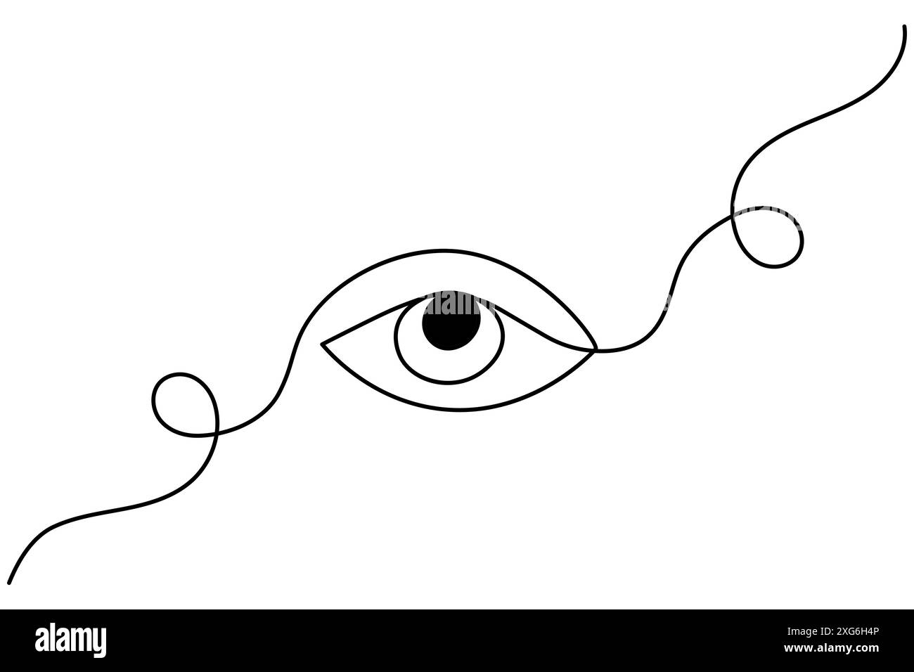 Occhio continuo disegno di una linea dell'illustrazione vettoriale del contorno isolato Illustrazione Vettoriale