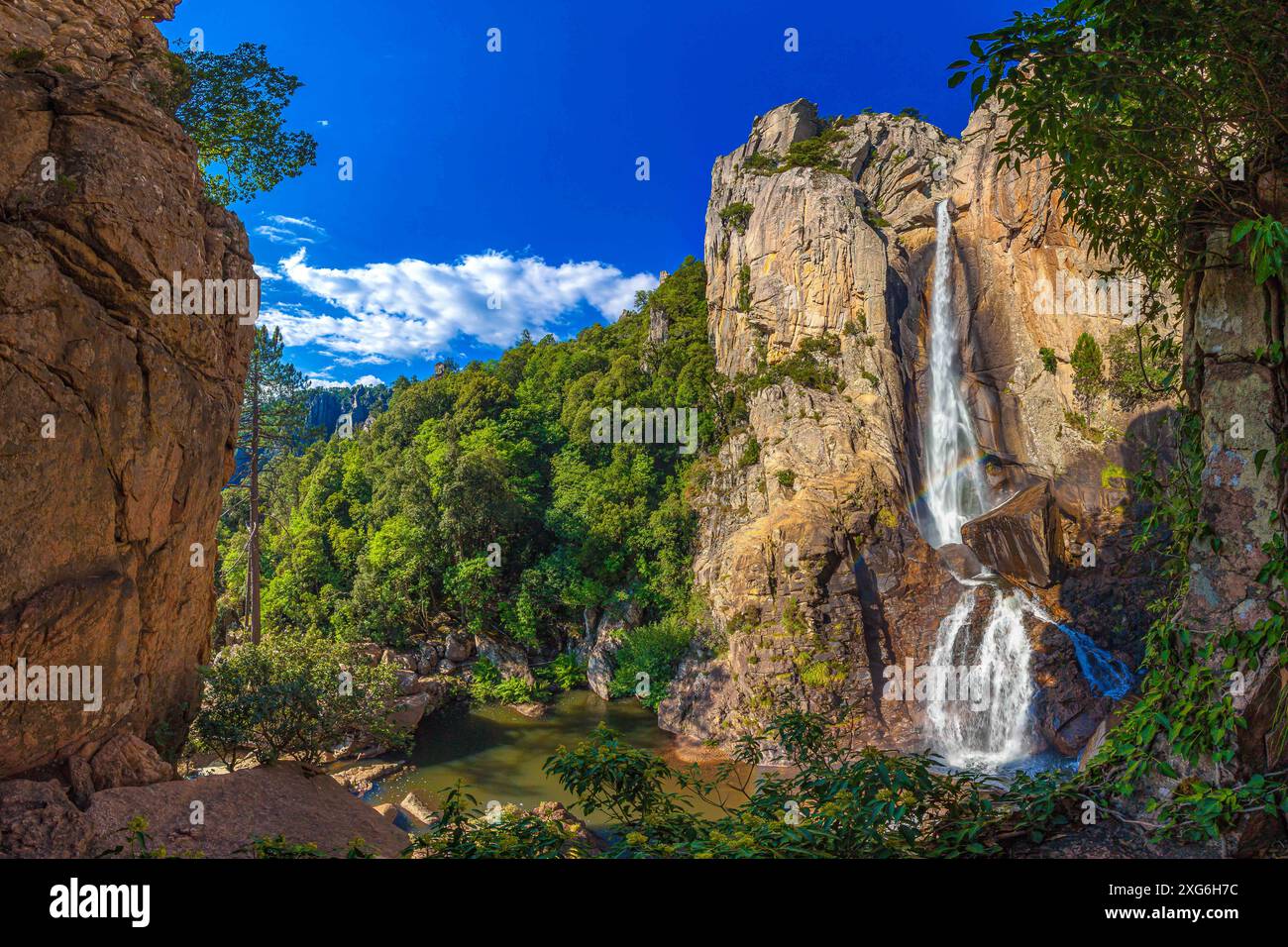 FRANCIA; CORSE DU SUD, , 2A ISLAND BEAUTY, ZONZA, CASCATA PISCIA DI GALLU Foto Stock