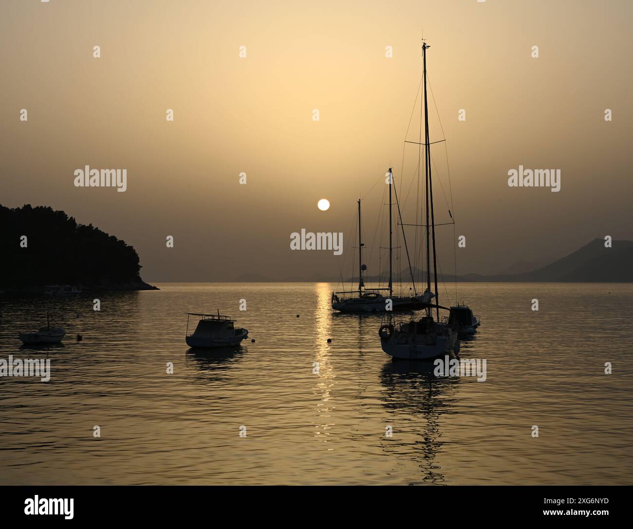 Tramonto, Cavtat Croazia Foto Stock