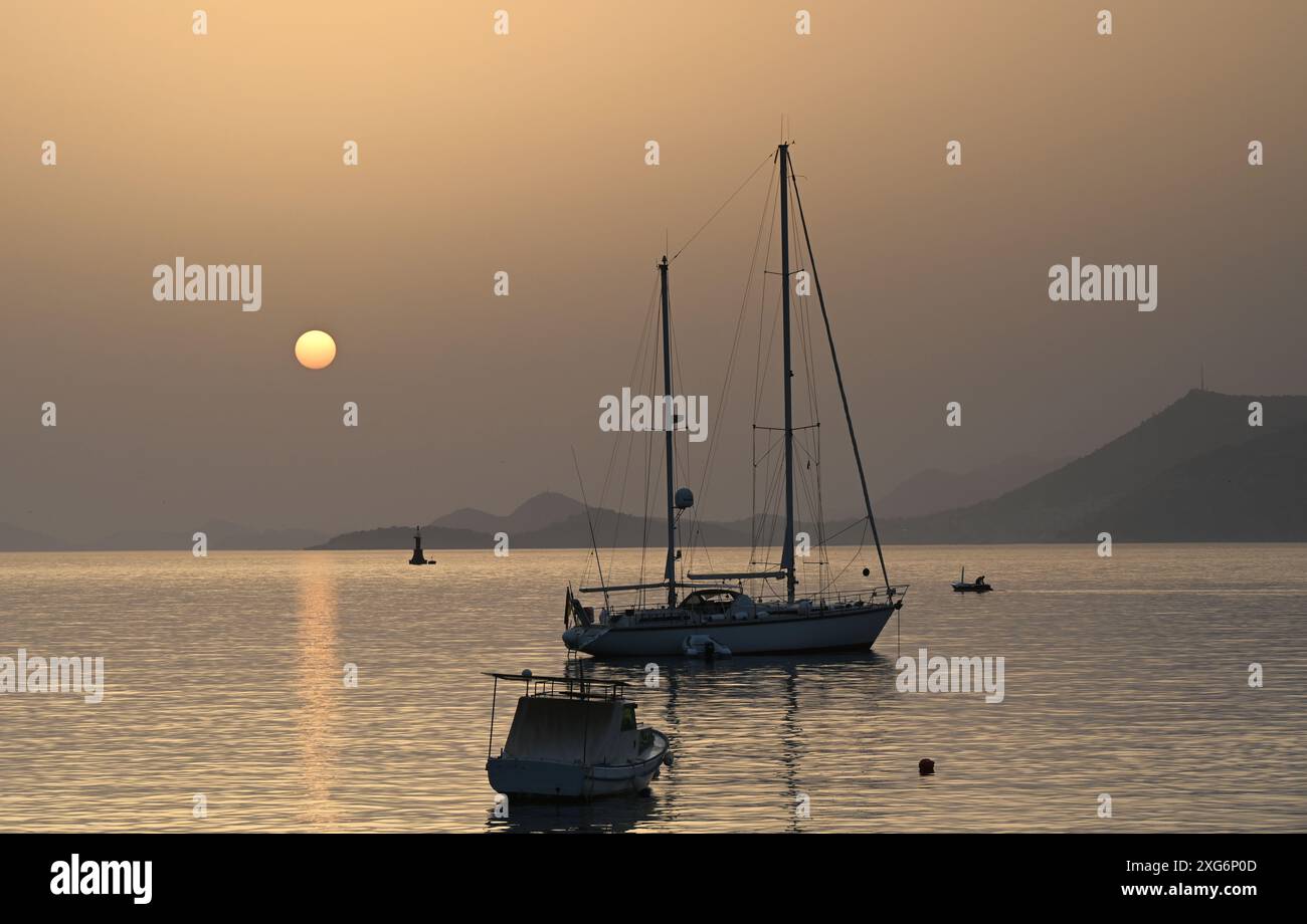 Tramonto, Cavtat Croazia Foto Stock