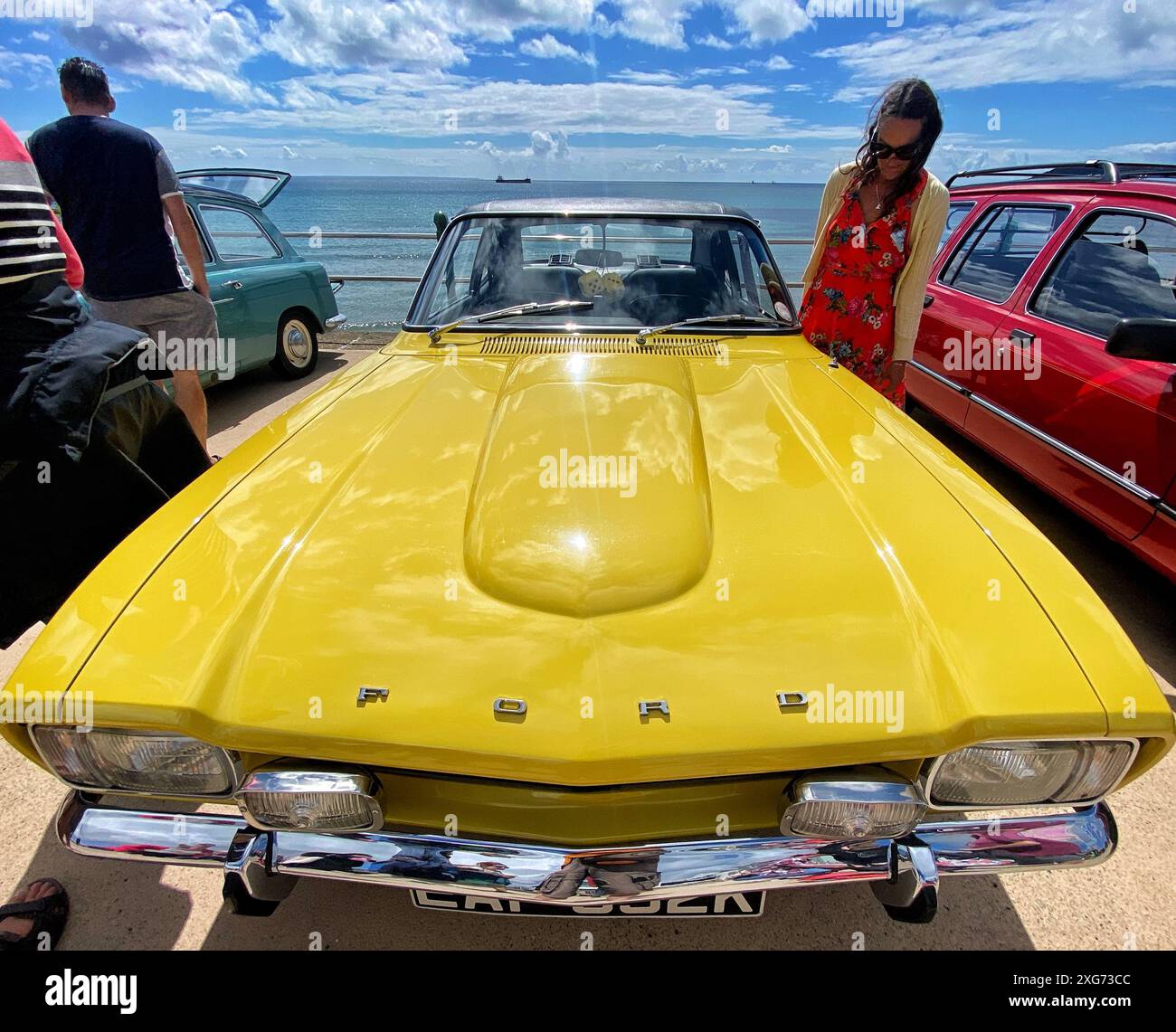 Penzance, Cornovaglia, Regno Unito. 7 luglio 2024. Meteo nel Regno Unito: Ford Capri risplende all'evento Rotary club di auto d'epoca a Sunny Penzance, Cornovaglia. Crediti: Nidpor/Alamy Live News Foto Stock