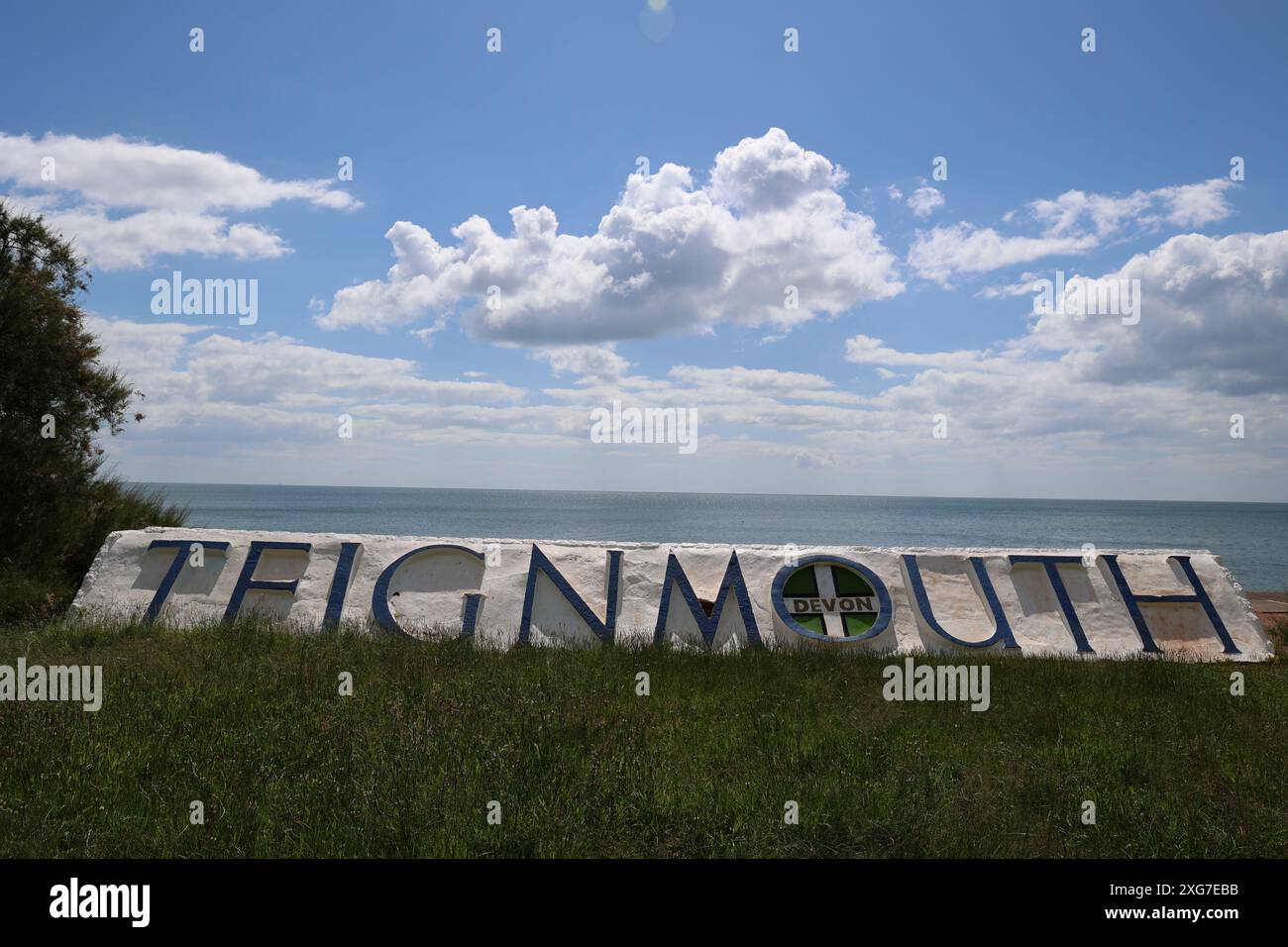 Insegna a Teignmouth a Devon sulla South Coast Path Foto Stock
