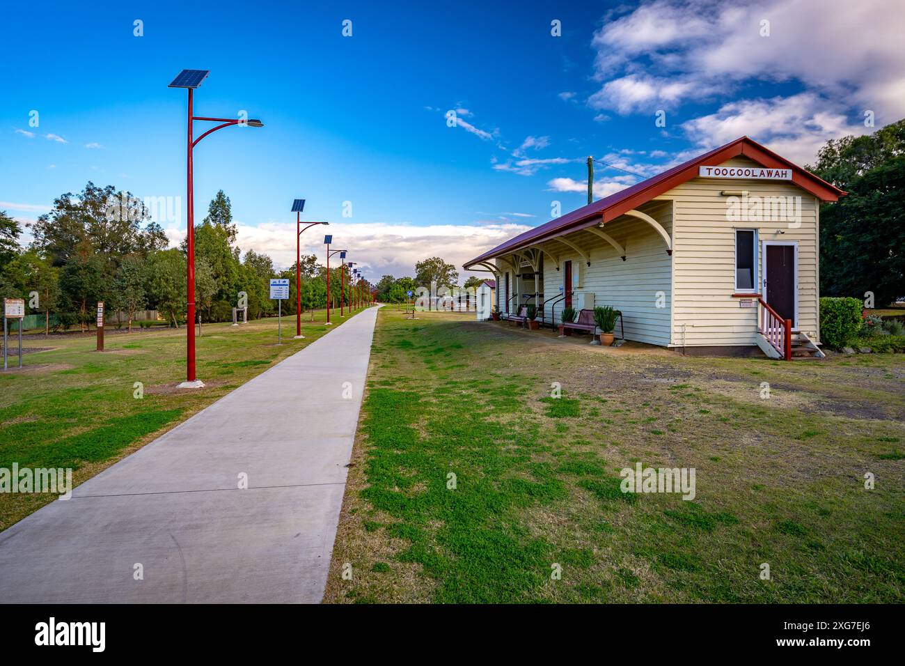 Toogoolawah, Queensland, Australia - edificio storico della stazione ferroviaria lungo il Brisbane Valley Rail Trail Foto Stock