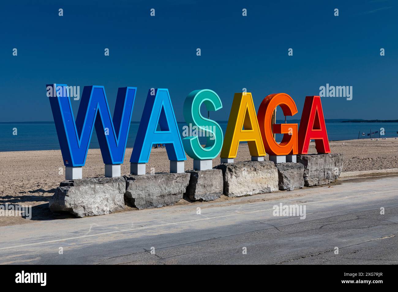 Insegna per Wasaga su Beach Drive, Wasaga Beach Ontario Canada Foto Stock