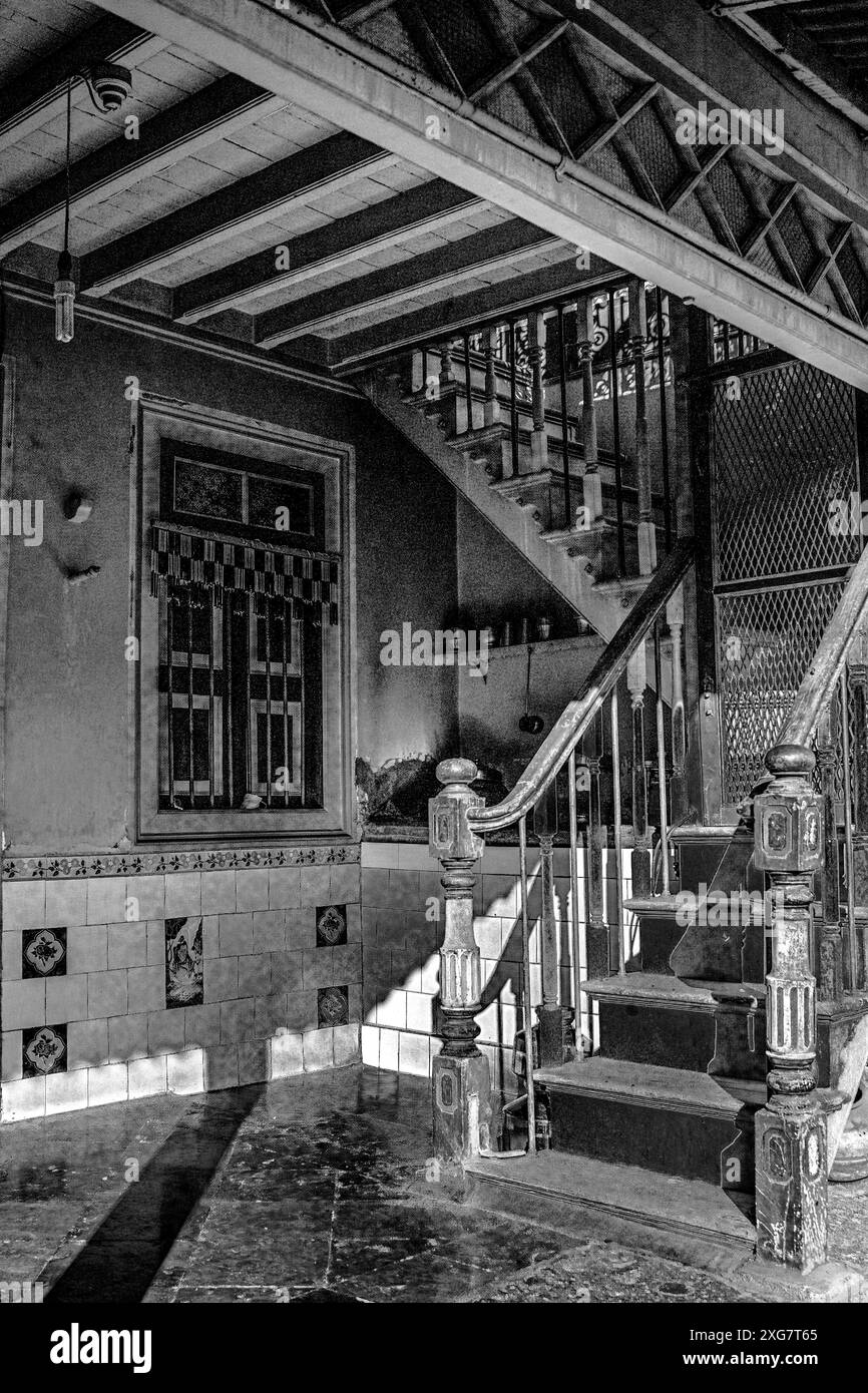 01 04 2009 Vintage Old Black and White Imege Architecture antica casa storica Mota Devaliya District Amreli-Saurashtra Gujrat-INDIA. Asia. Foto Stock