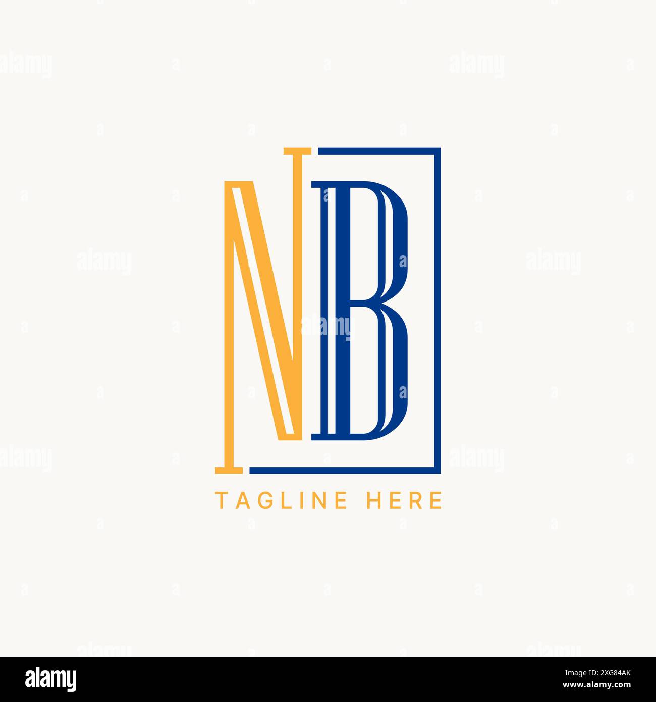Design del logo concetto grafico creativo Premium Vector stock Letter NB sans serif font cut Connect Square line. Relativo al branding tipografico monogramma Illustrazione Vettoriale