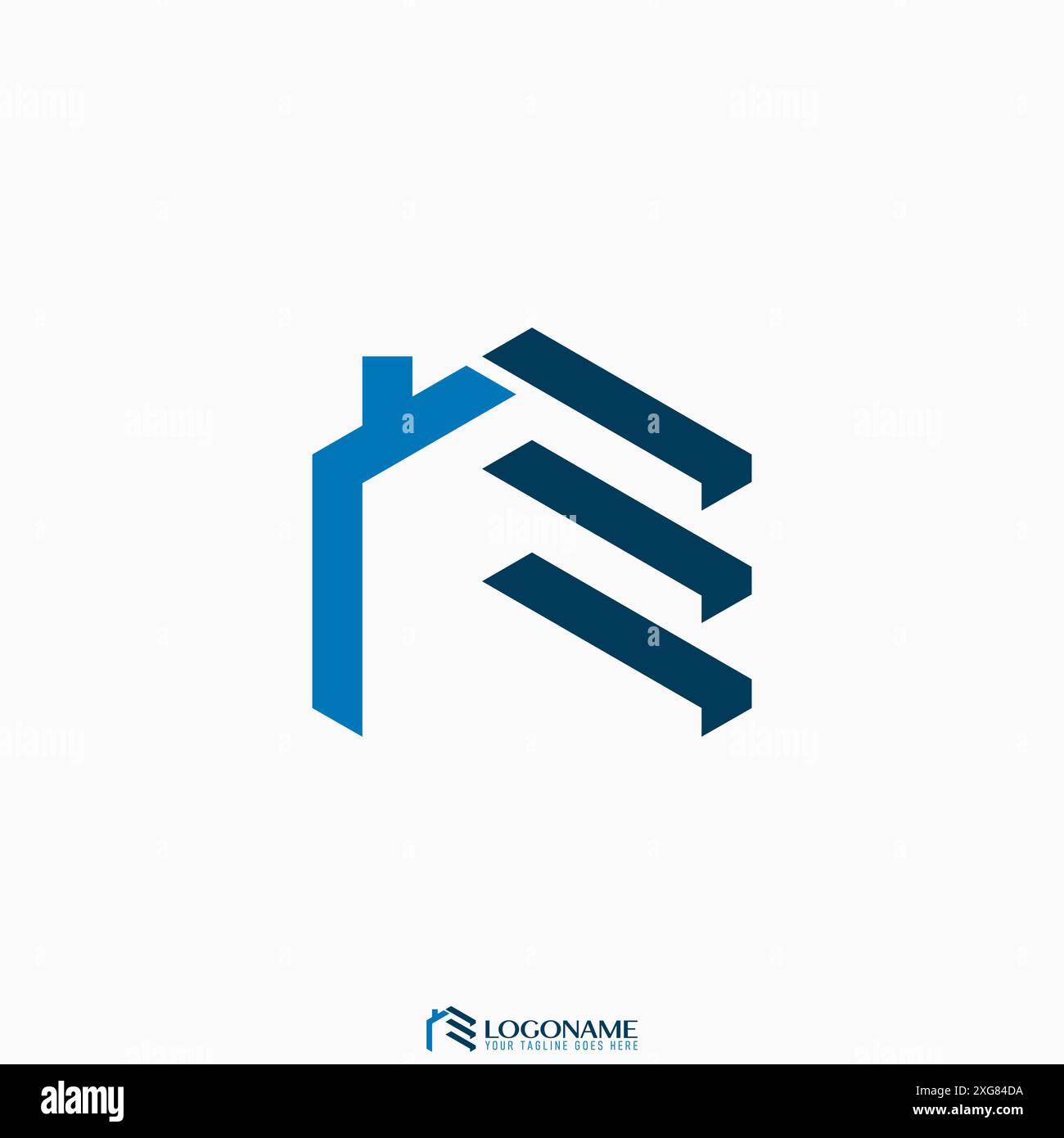 Design del logo concept grafico astratto materiale vettoriale premium iniziale e o RE font edificio della porta del tetto. Correlato alla tipografia monogramma home Illustrazione Vettoriale
