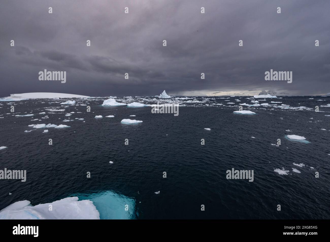 Naviga attraverso il canale di Lemaire, conosciuto come il "Kodak Gap", la penisola antartica. Foto Stock