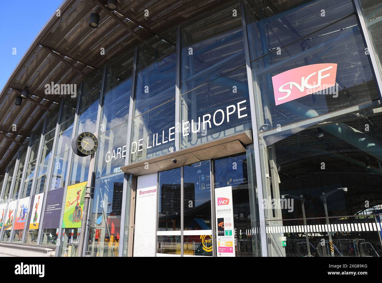 Gare de Lille Europe, la stazione ferroviaria per i servizi internazionali Eurostar per St Pancras, Londra, Regno Unito Foto Stock