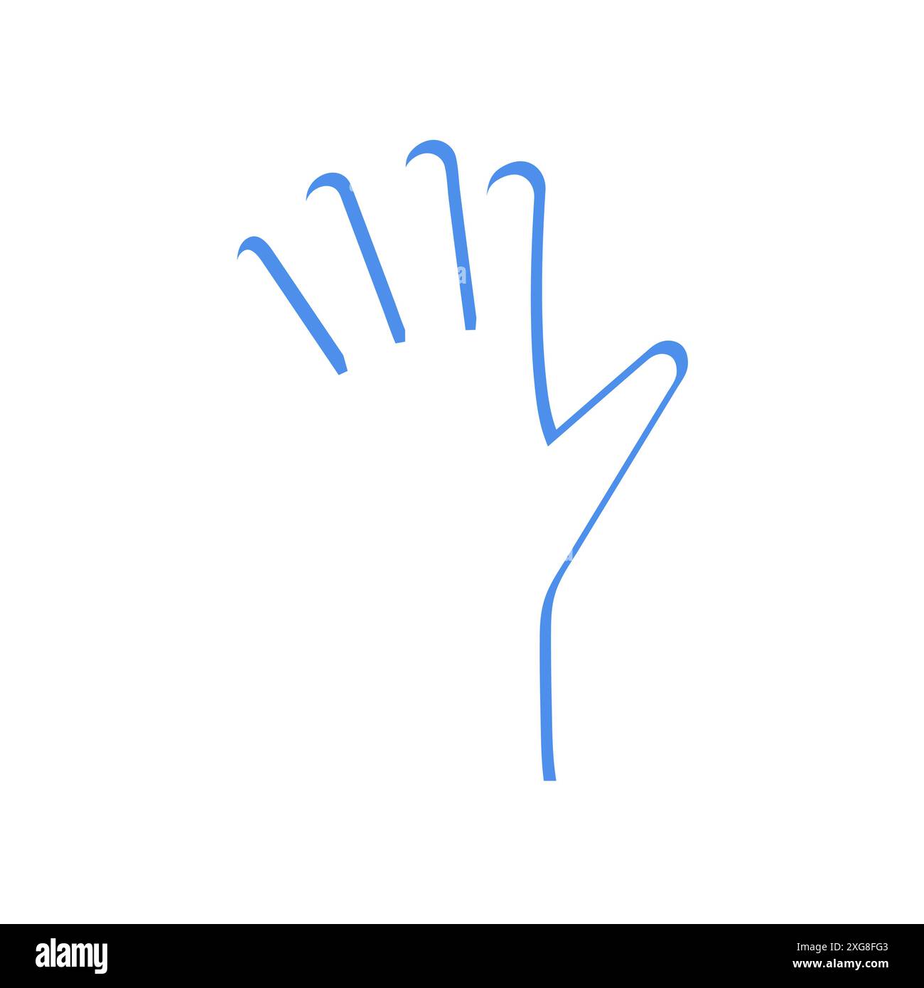 Palmo di mano sollevato. Logo vettoriale. Illustrazione isolata su sfondo bianco vuoto. Illustrazione Vettoriale