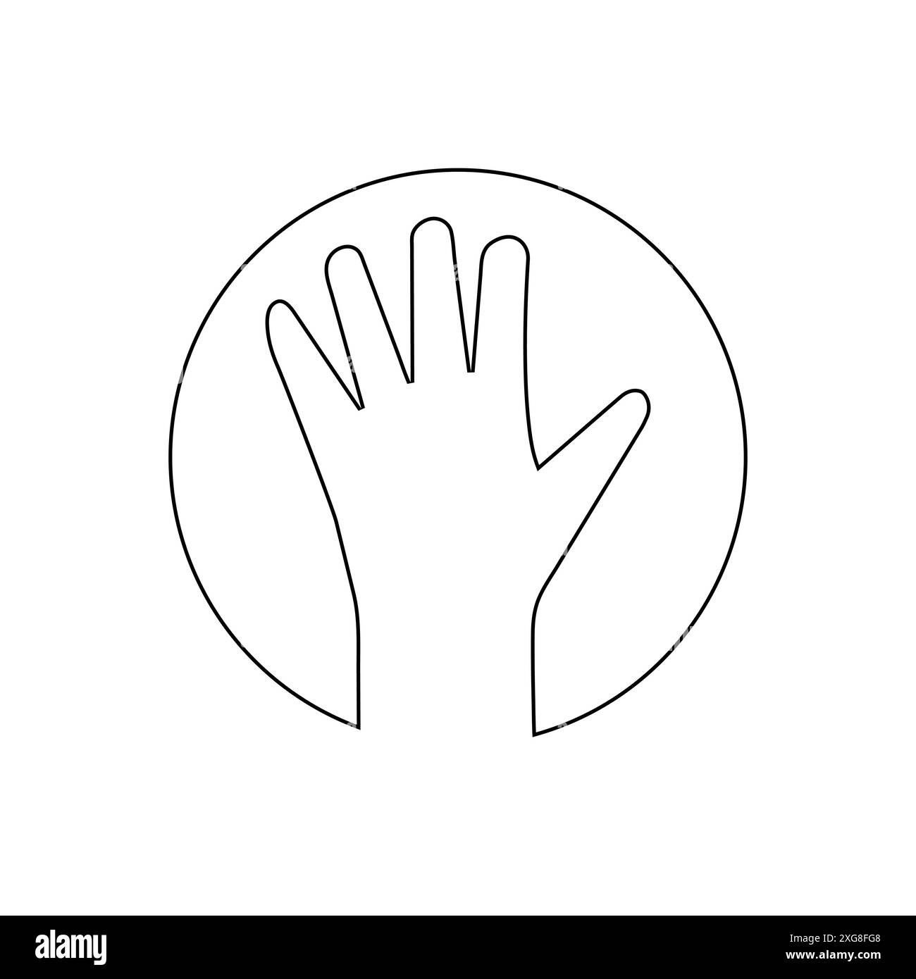 Palmo di mano sollevato. Logo vettoriale. Illustrazione isolata su sfondo bianco vuoto. Illustrazione Vettoriale