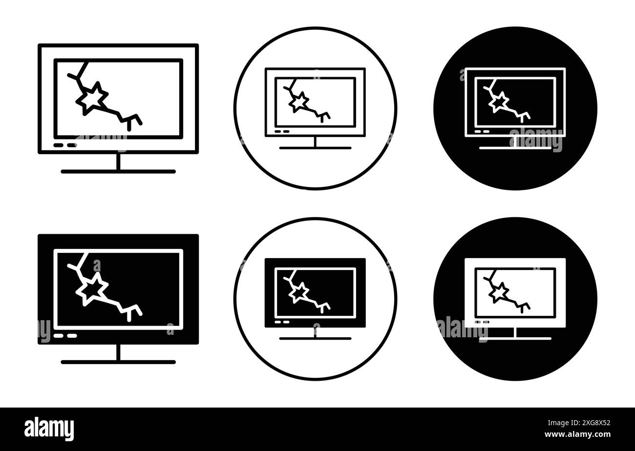 Insieme di logo vettoriale dell'icona dello schermo tv rotto per l'interfaccia utente dell'app Web Illustrazione Vettoriale