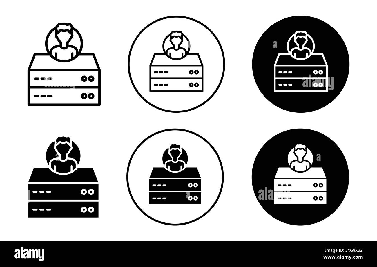 Insieme di logo vettoriale icona amministratore database per l'interfaccia utente dell'app Web Illustrazione Vettoriale