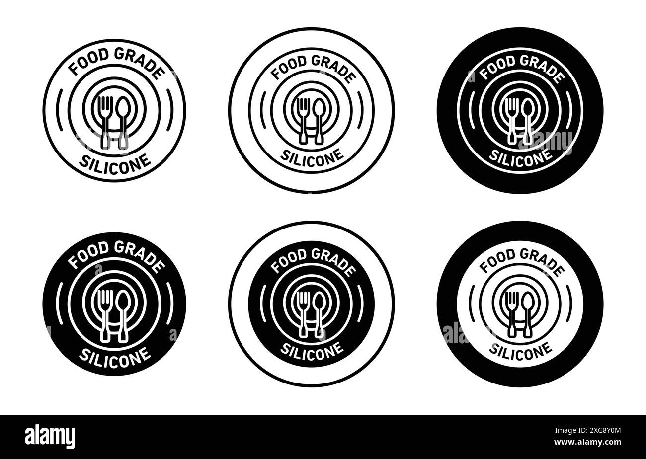 Collezione di logo vettoriali con icone in silicone per uso alimentare per l'interfaccia utente dell'app Web Illustrazione Vettoriale