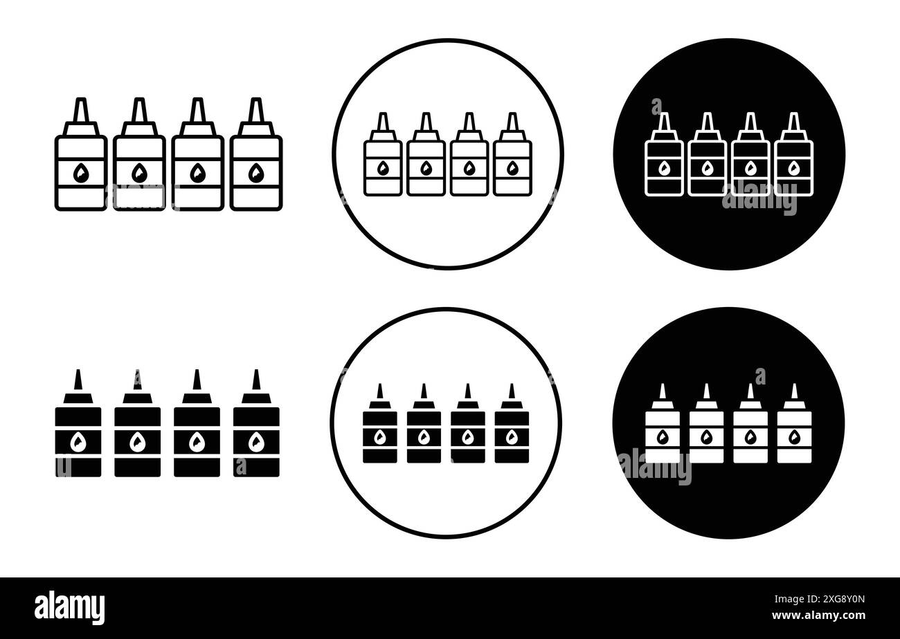 Raccolta di logo vettoriali dell'icona della cartuccia di inchiostro per l'interfaccia utente dell'app Web Illustrazione Vettoriale