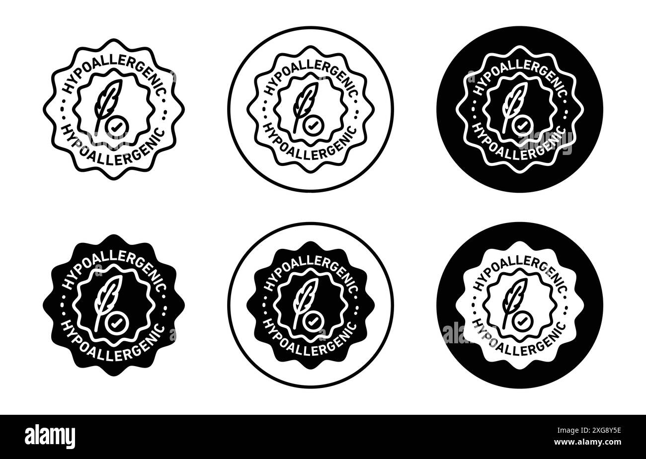 Collezione di logo con vettore di icone testata ipoallergenica per l'interfaccia utente dell'app Web Illustrazione Vettoriale