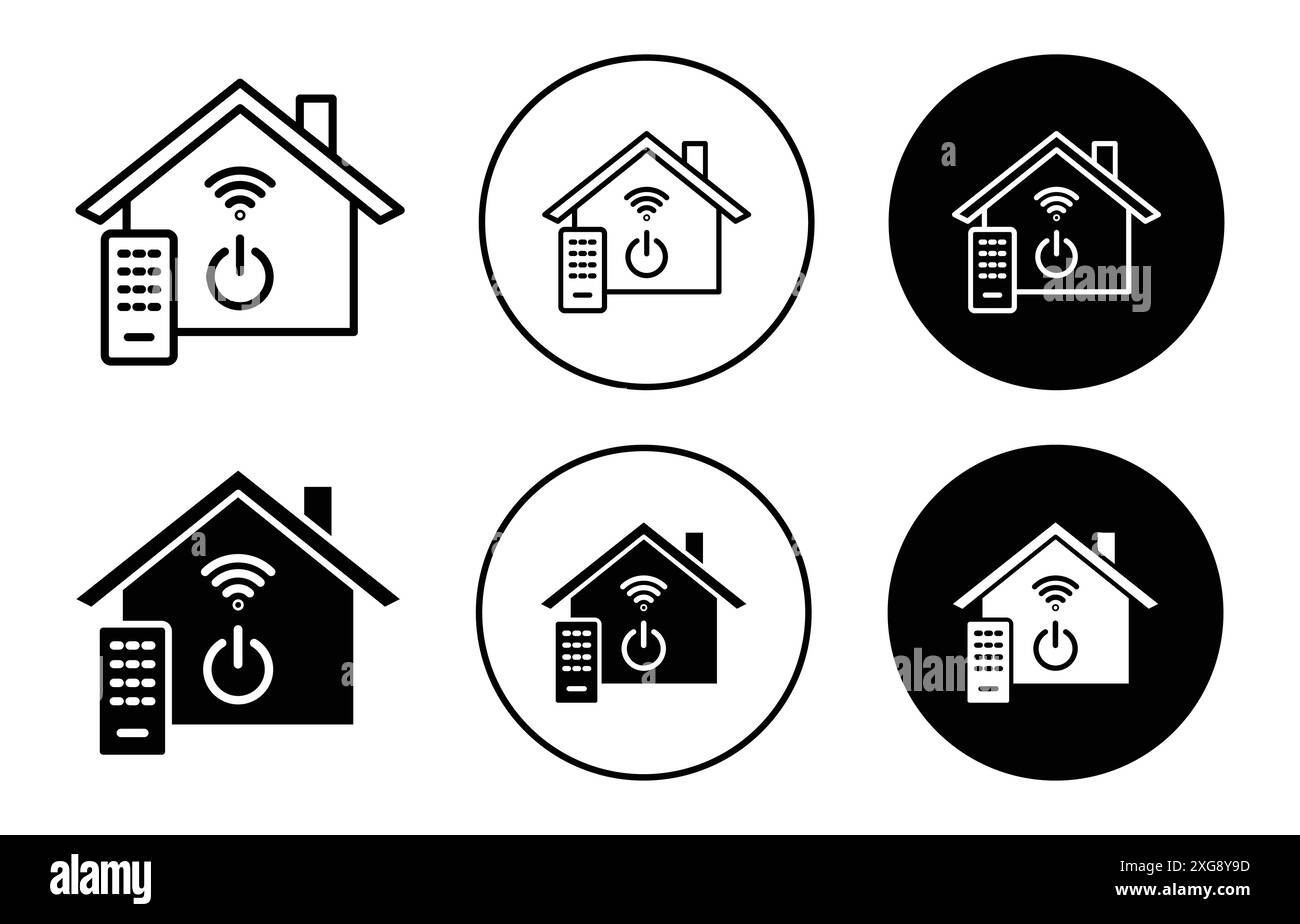 Insieme di logo vettoriale dell'icona del controllo domestico per l'interfaccia utente dell'app Web Illustrazione Vettoriale