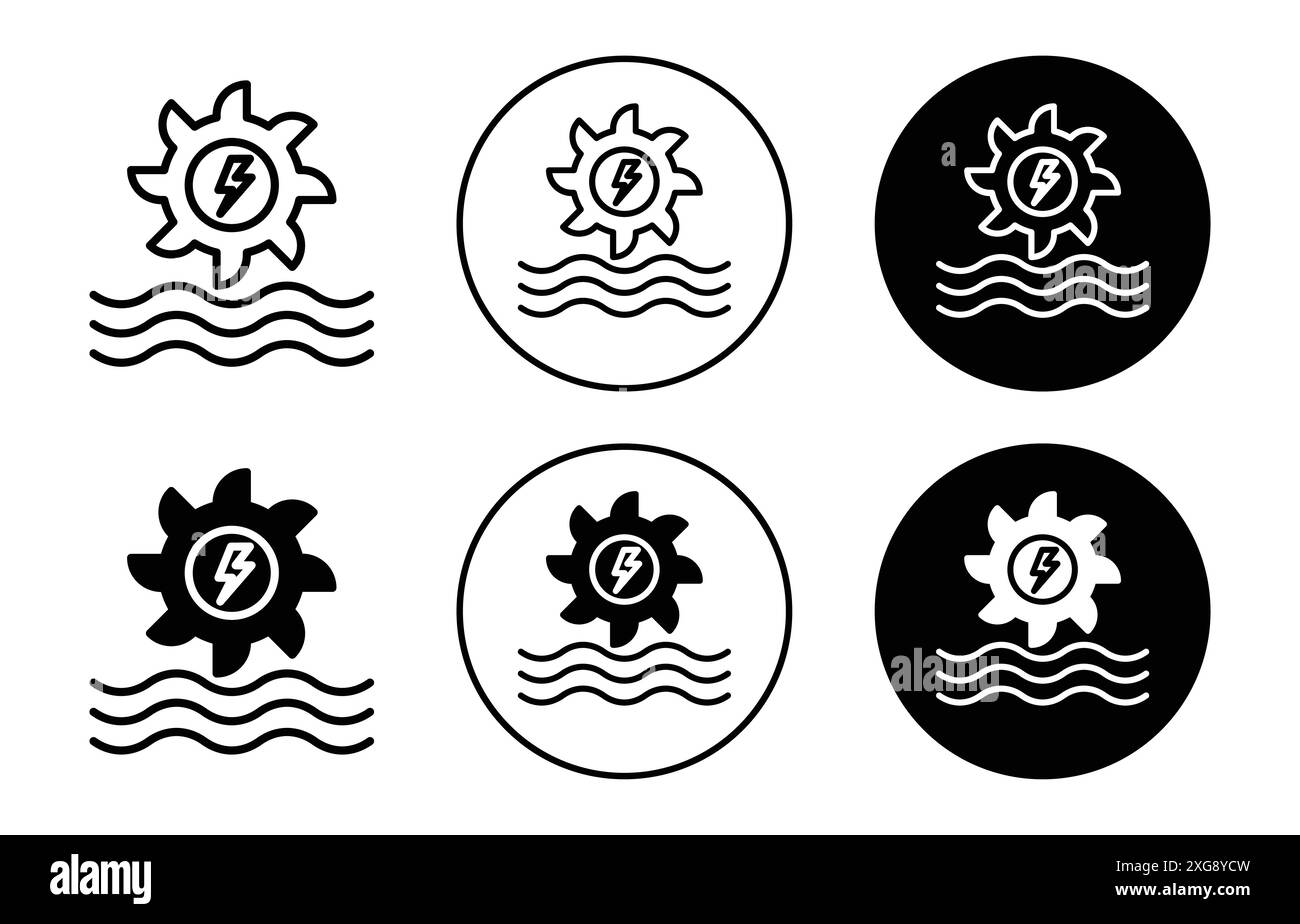 Collezione di logo vettoriale dell'icona Hydro Power per l'interfaccia utente dell'app Web Illustrazione Vettoriale