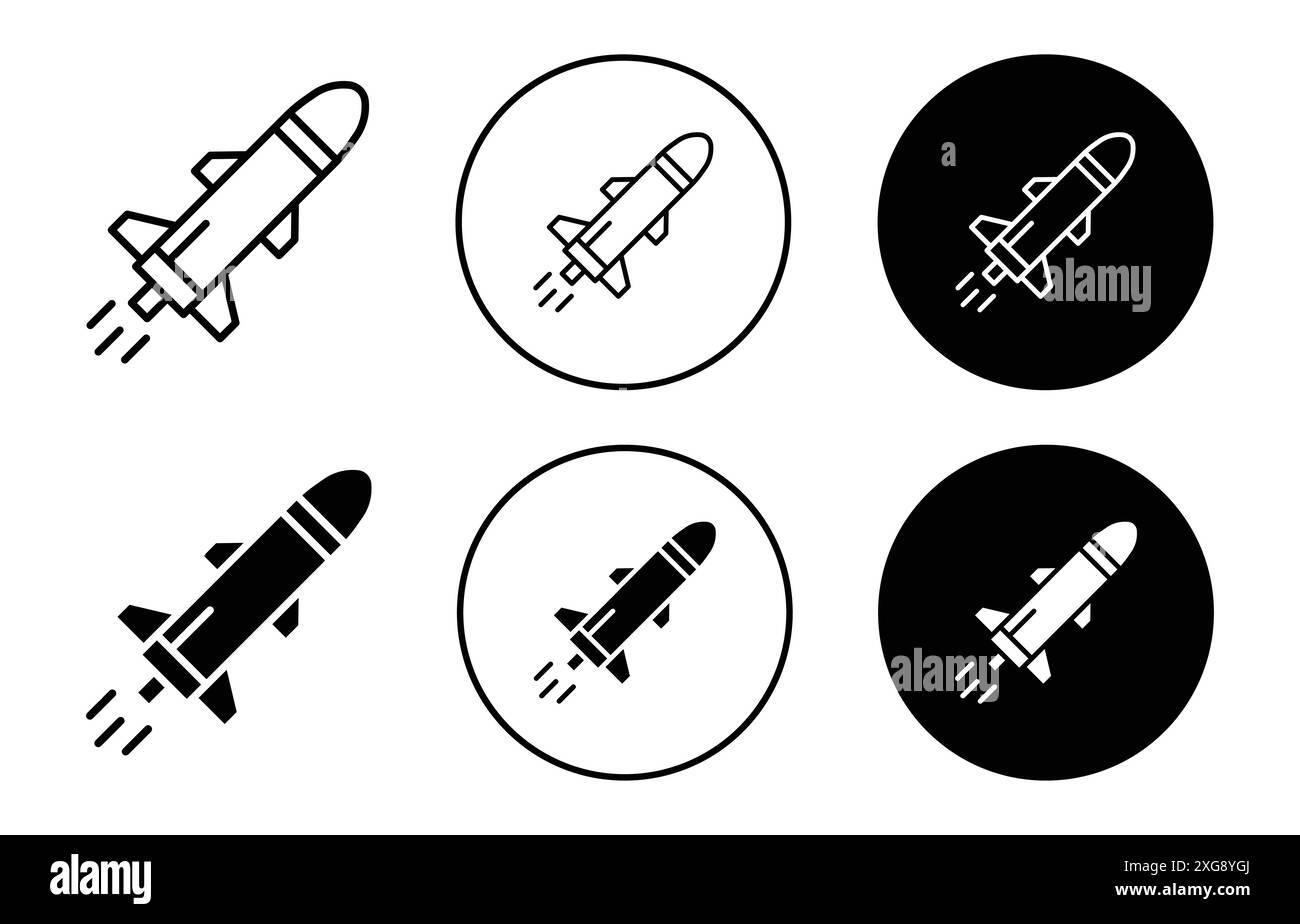 Collezione di logo vettore icona missile per l'interfaccia utente dell'app Web Illustrazione Vettoriale