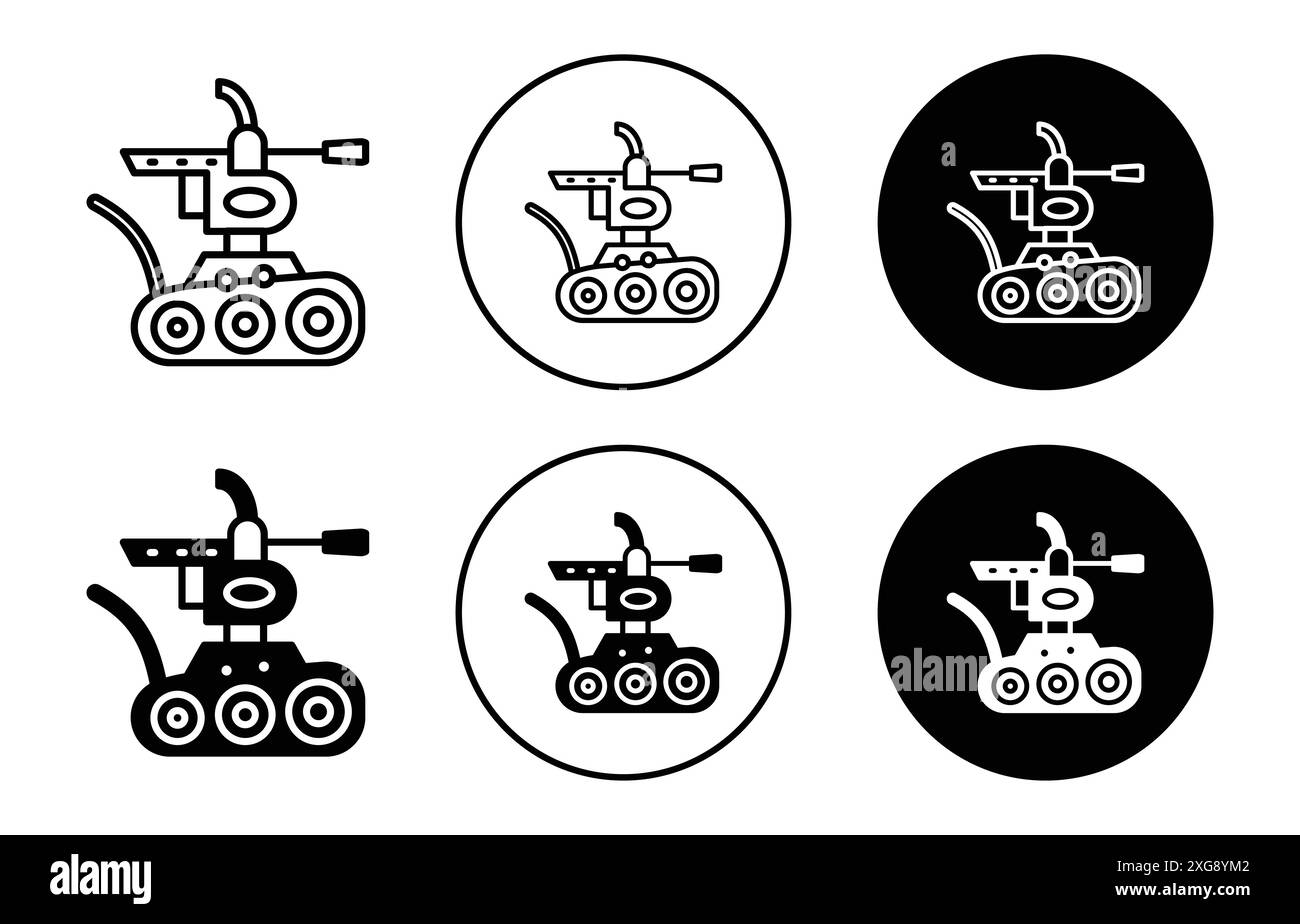 Collezione di logo vettore icona robot militare per l'interfaccia utente dell'app Web Illustrazione Vettoriale