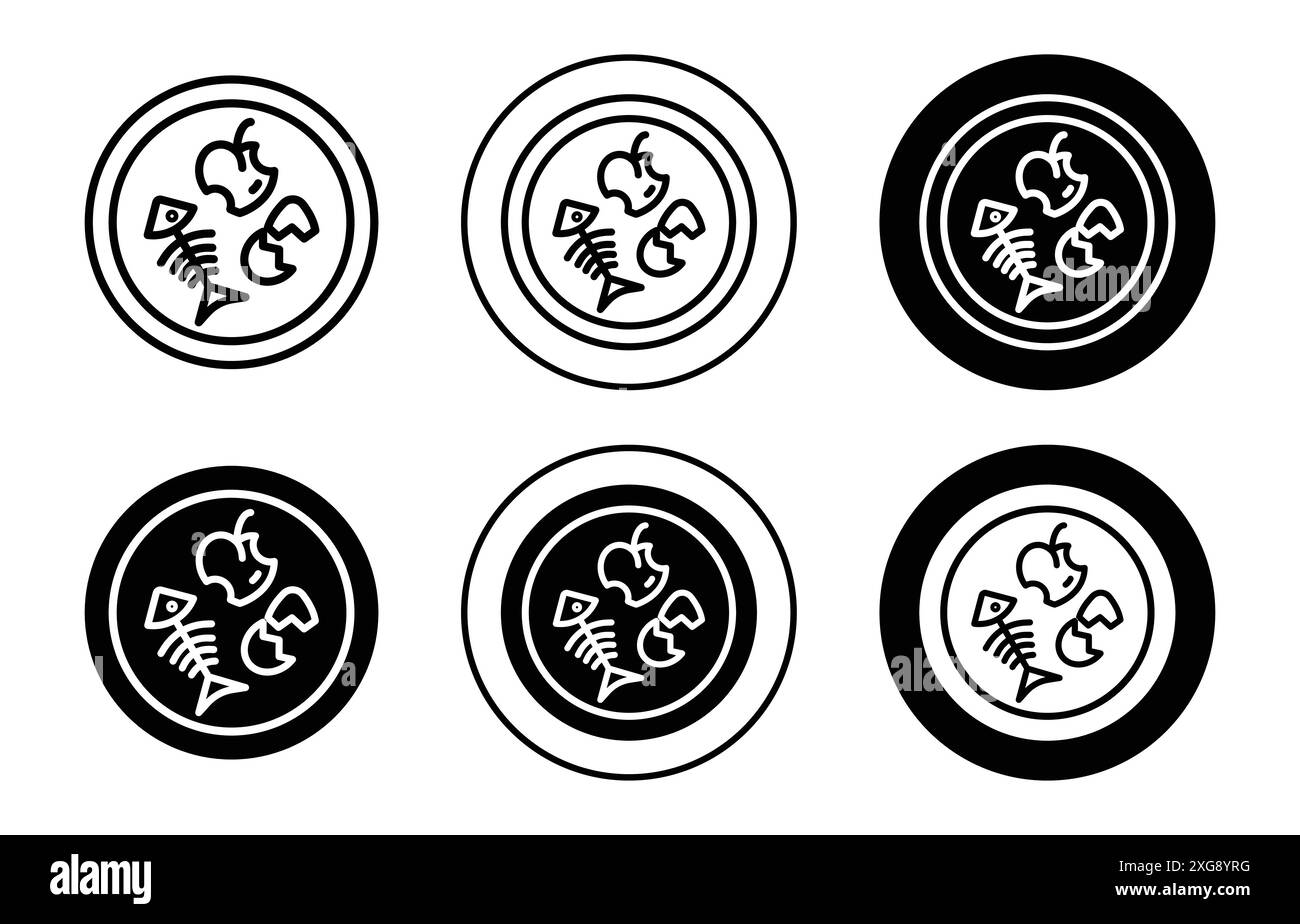 Raccolta del logo del vettore dell'icona dei rifiuti organici per l'interfaccia utente dell'app Web Illustrazione Vettoriale