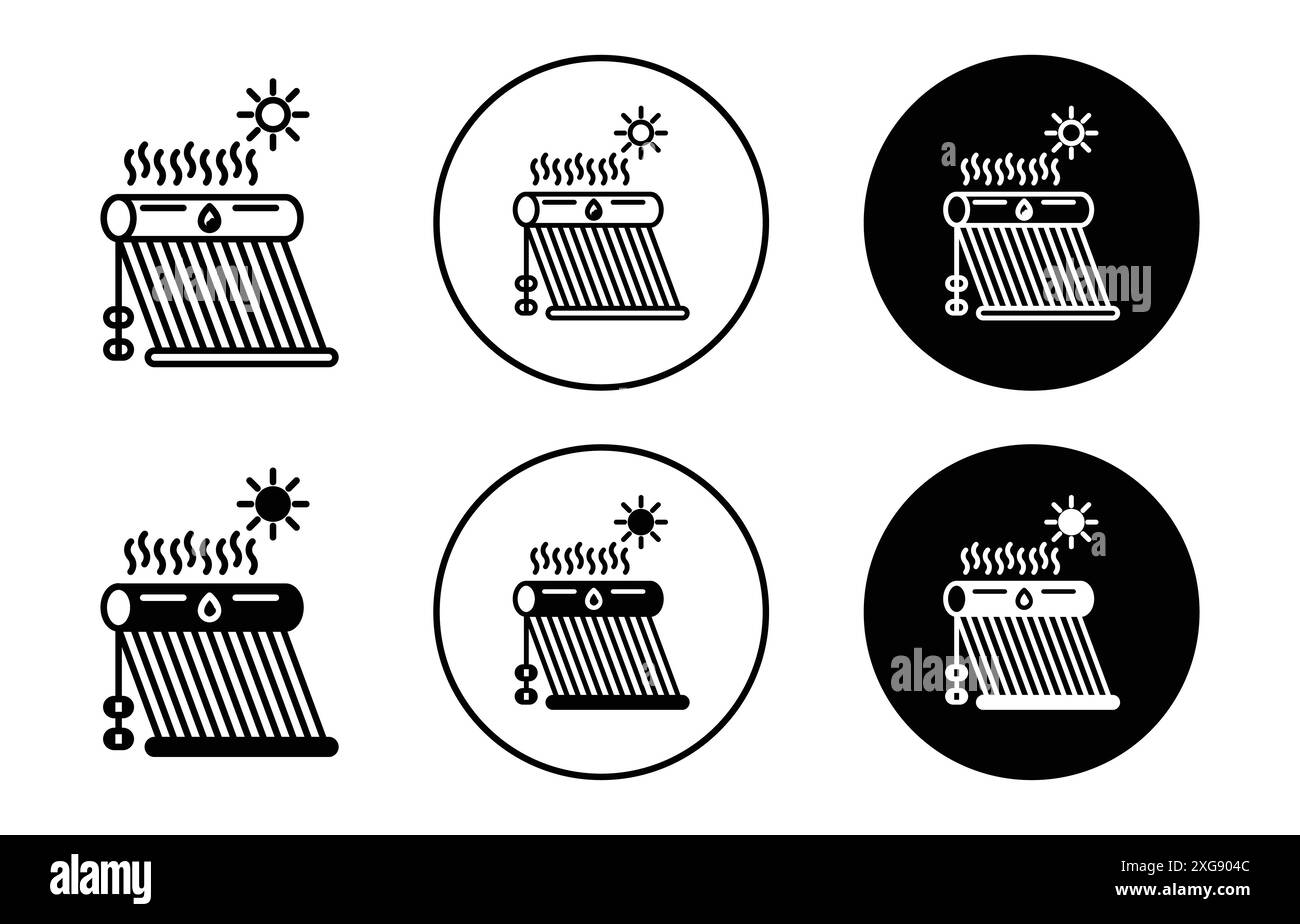 Collezione di logo vettoriale dell'icona dello scaldabagno solare per l'interfaccia utente dell'app Web Illustrazione Vettoriale