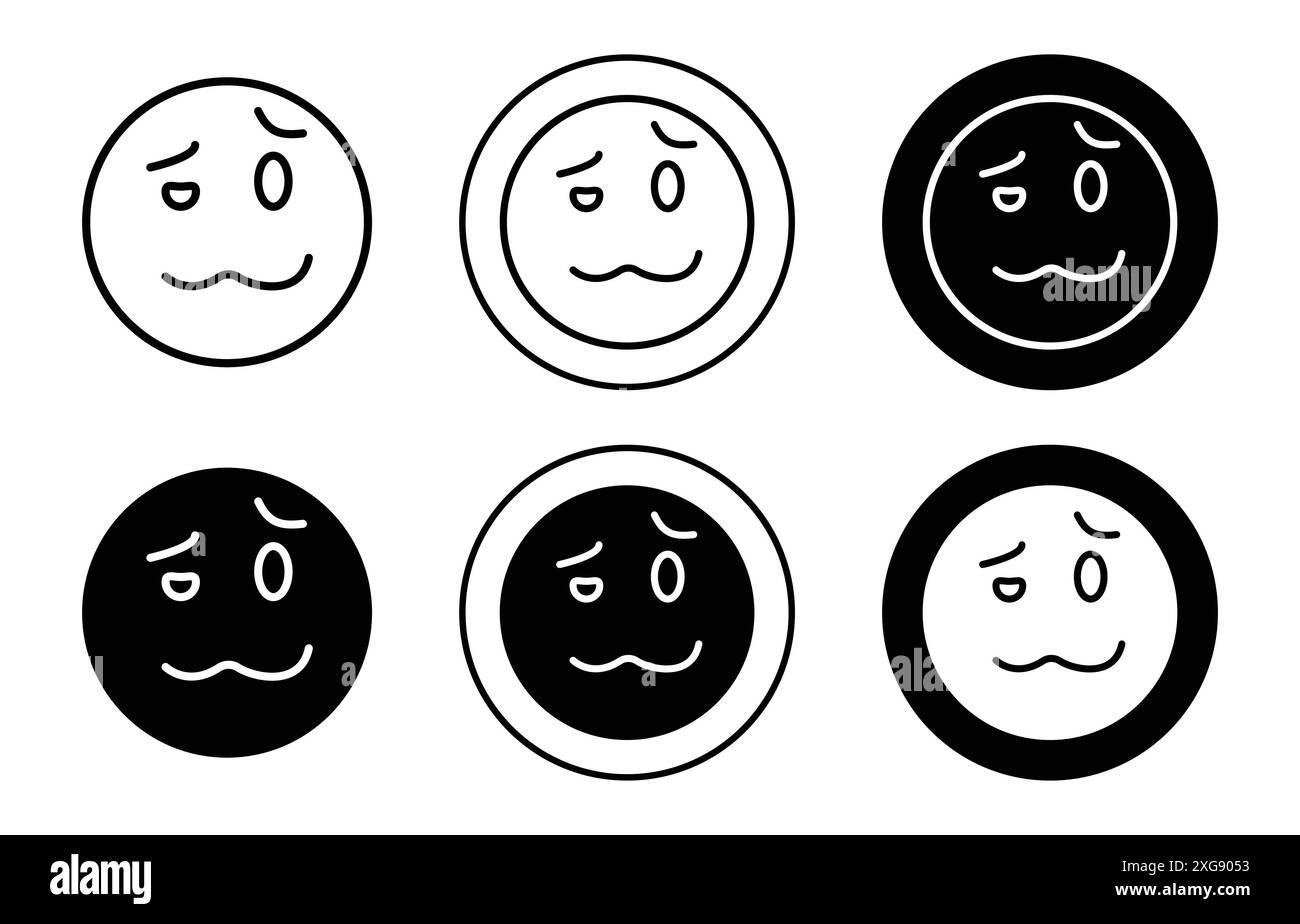 Collezione di logo vettoriale con icone di emoji woozy per l'interfaccia utente dell'app Web Illustrazione Vettoriale